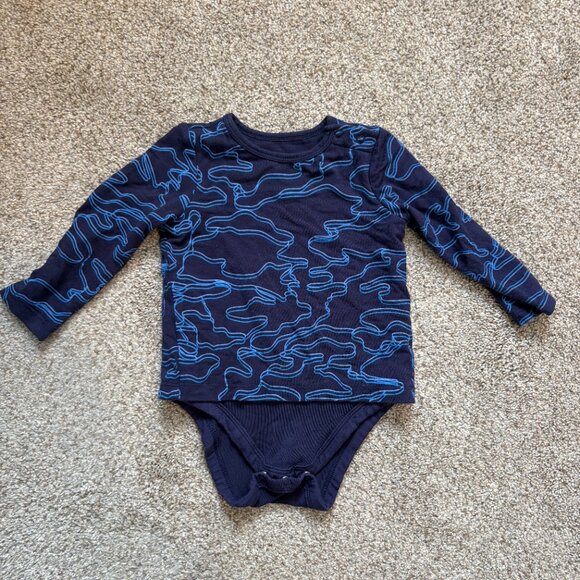Rockets of Awesome Mini Bamboo Longsleeve Bodysuit size 3-6 Months Navy - Picture 2 of 11